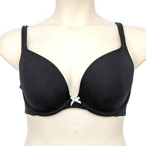 Lane Bryant Cacique Womens Bra Cotton Boost Plunge Size 40DD Black